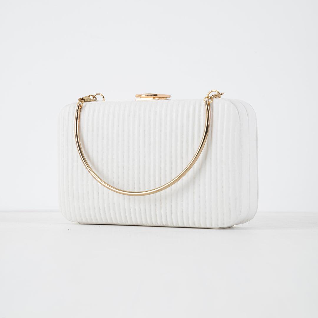 White patent clutch online bag